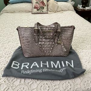 Brahmin taupe satchel